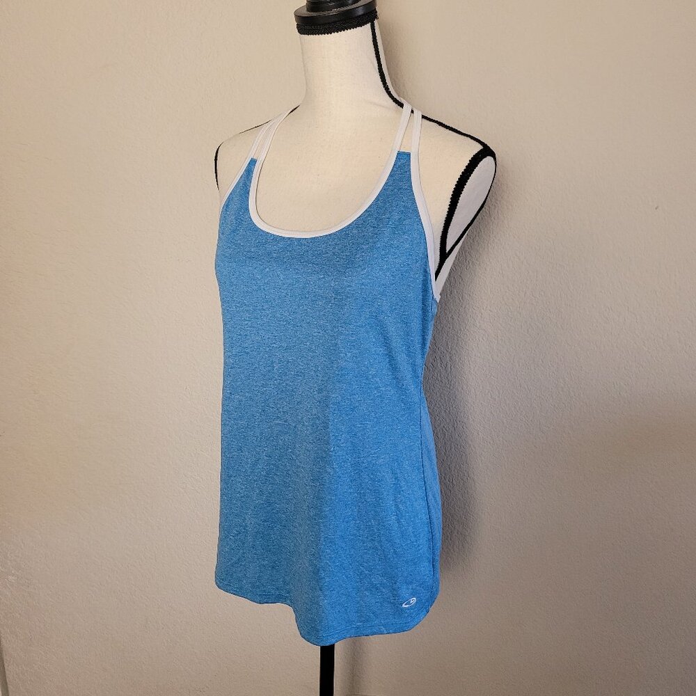 Champion Womens Racerback Tank Top Small Blue White Sleeveless Athletic - Picture 2 of 6